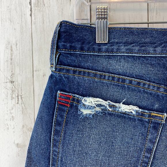BDG Urban Outfitters Dark Blue High Rise Cut Off Distressed Jean Shorts Size 29 - Picture 7 of 10